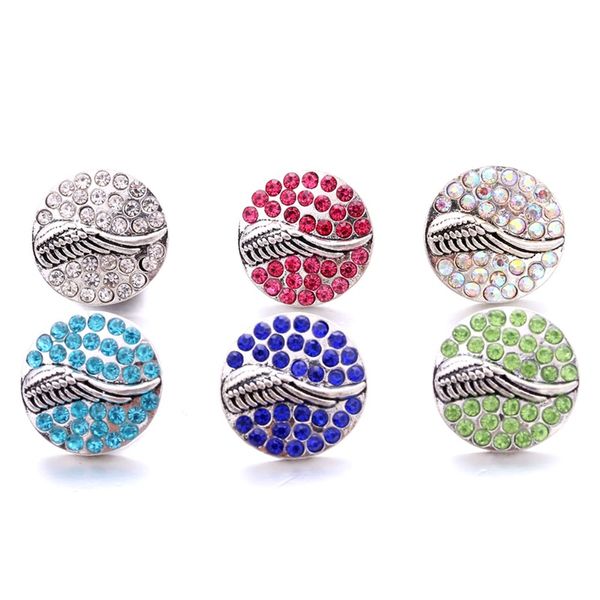 Großhandel Mix Strass Druckknöpfe Verschluss 18mm Metall dekorative Flügel Knopf Charms für DIY Snaps Schmuck Erkenntnisse Fabriklieferanten