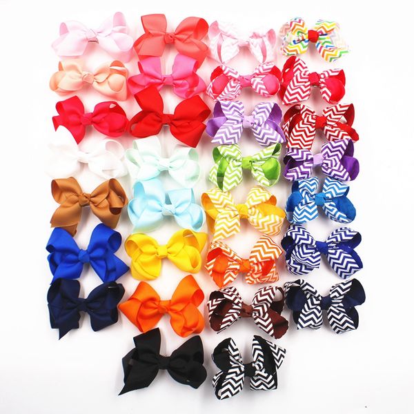 

baby stripe bow hairpins 3 inch girls mini designer bowknot hair clips children cute barrettes travel hair accessories 200pc, Slivery;white