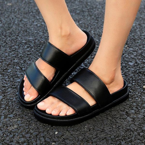 

slippers men and women summer tide sandals korean non-slip personality beach black couple drag shoes woman