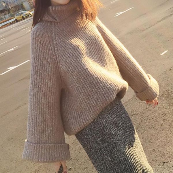 

women's sweaters japanese minimalism style women elegant long sleeve knits sweater solid loose stripe round neck pullover warm female w, White;black