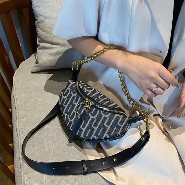 

outlet sale 80% off new ins fashion messenger chest bag women's versatile denim shoulder korean version net red same waist 55r8