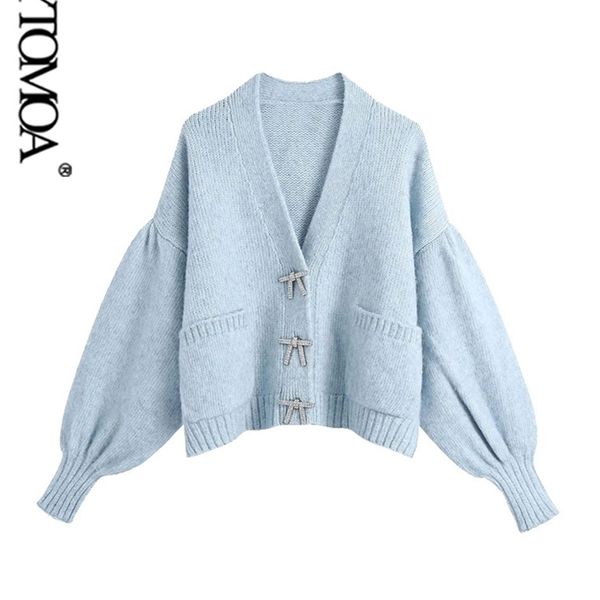 

kpytomoa women fashion buttons loose knitted cardigan sweater vintage long sleeve pockets female outerwear chic 211022, White;black