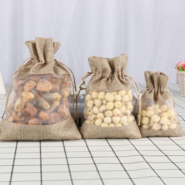 

gift wrap linen burlap organza bag with drawstring for wedding party favors cosmetic