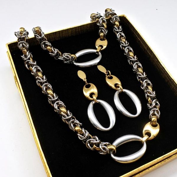 

earrings & necklace amumiu fashion women jewelry set chain link bracelet party gifts multiple length options wholesale ktz500x, Silver