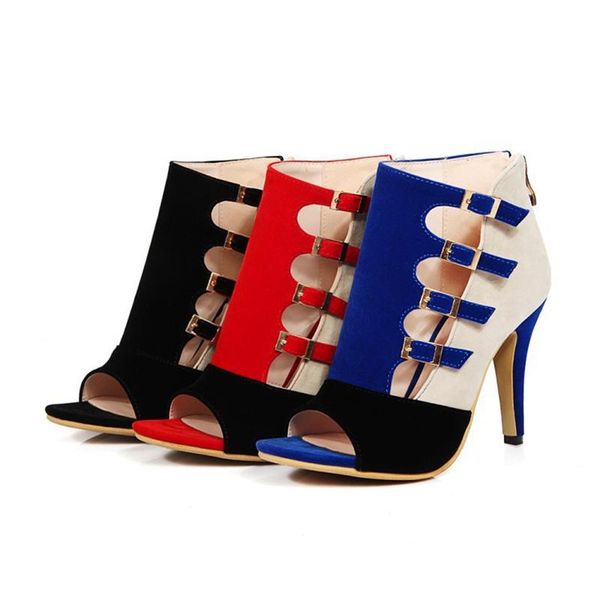 

dress shoes 10cm ladies high heels zipper hollow heel sandals open toe buckle strap fashion party wedding spring 2021, Black