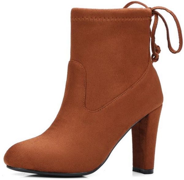 

boots chaussure femme shoes woman winter wedding pumps ladies size 26-62 women zapatos mujer ankle chunky high heels byb16156, Black