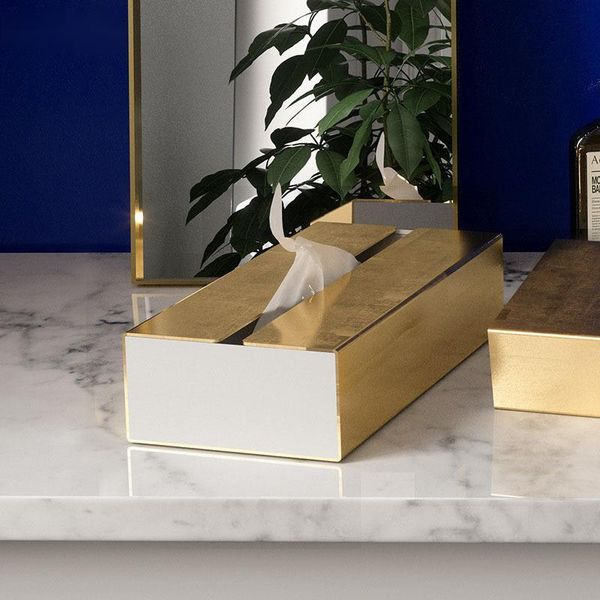 

tissue boxes & napkins golden box cover simple stainless steel paper towel dining table napkin holder home living room deskdecoration