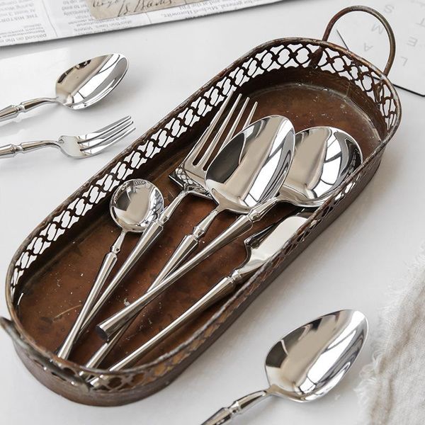 

dinnerware sets 8 pcs of high-end silver cutlery stainless steel coffee spoon dishwasher safe