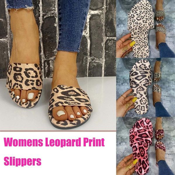 

women's leopard print flip flop casual beach slippers slip on flats summer footwear lightweight flops, Black
