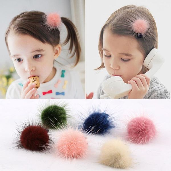 

lovely multicolor hairball hair clip ball shape barrettes feather hairpins accessories for women&girl clamp fj303, Slivery;white