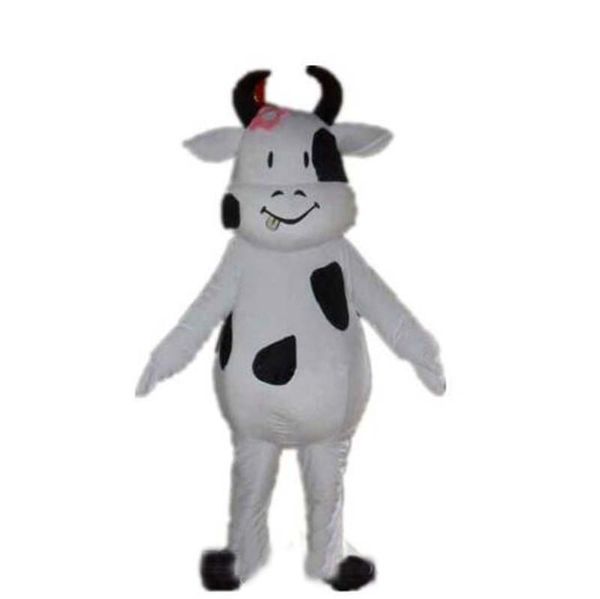 Performance White Dairy Vaca Mascot Traje Halloween Christmas Festa Festa Dos Desenhos Animados Dos Desenhos Animados Personagem Suporte Adulto Mulheres Vestido Animal Carnaval Unisex Adultos