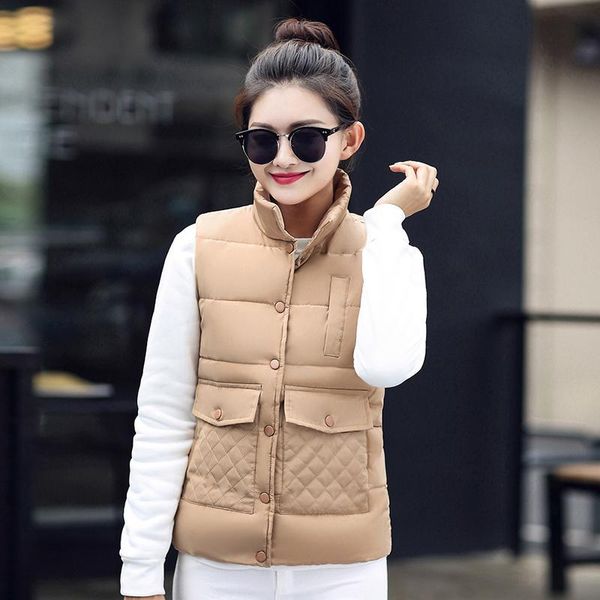 

women's vests lyjmtdbk down cotton vest jacket warm women solid color casual sleeveless shirt short paragraph 2021, Black;white
