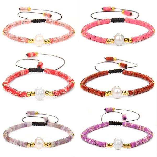 

beaded, strands wholesale women braided bracelet pearl charm tila beads handmade imperial stone 2x4 mm spacer wristband jewelry, Black