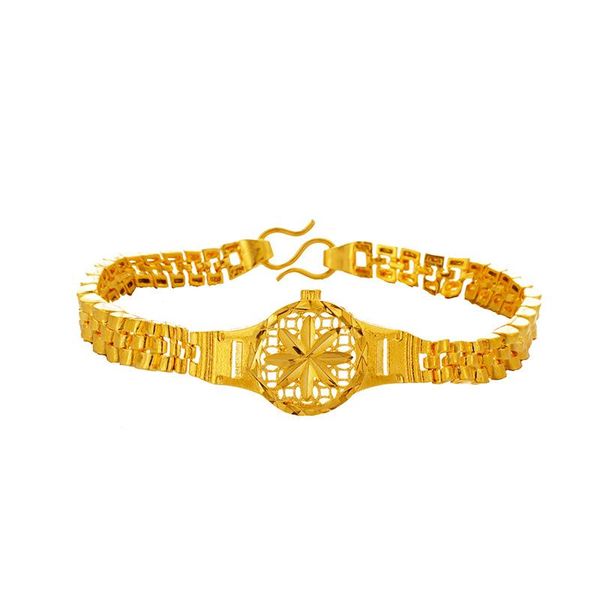 

beaded, strands 24k gold color sun flower wedding bangles&bracelet for women luxury design wide bracelet gift, Black