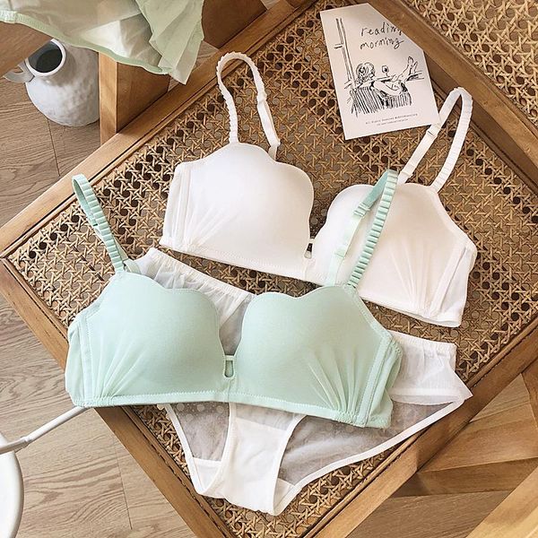 

bras sets seamless bra set for women underwear push up lingerie wire and panty pure colors green white intimates female, Red;black