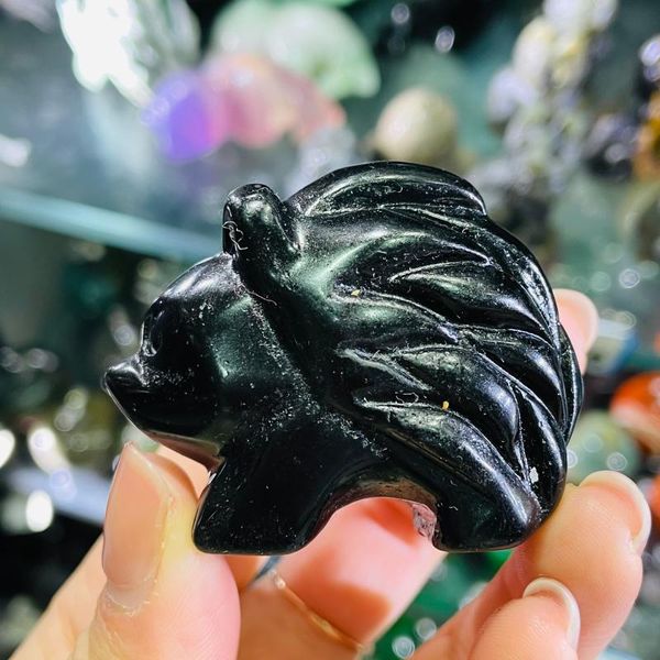 

arrivalnatural obsidian hedgehog quartz crystal mineral home decoration ornaments decorative objects & figurines