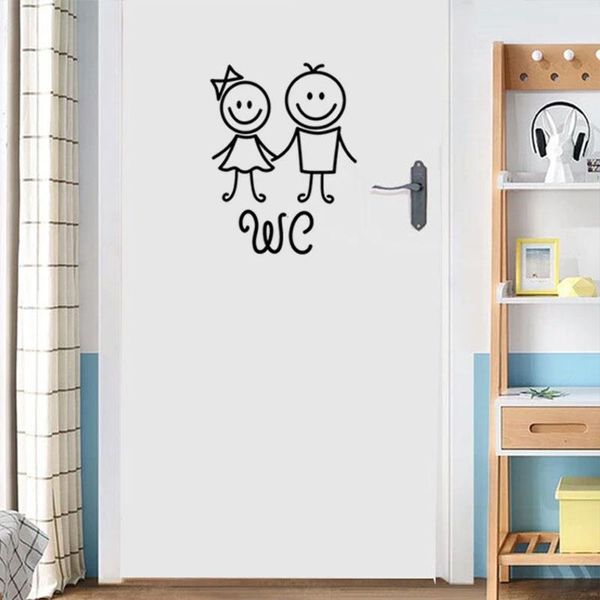 

wall stickers cartoon man woman bathroom decor decals waterproof door sign toilet
