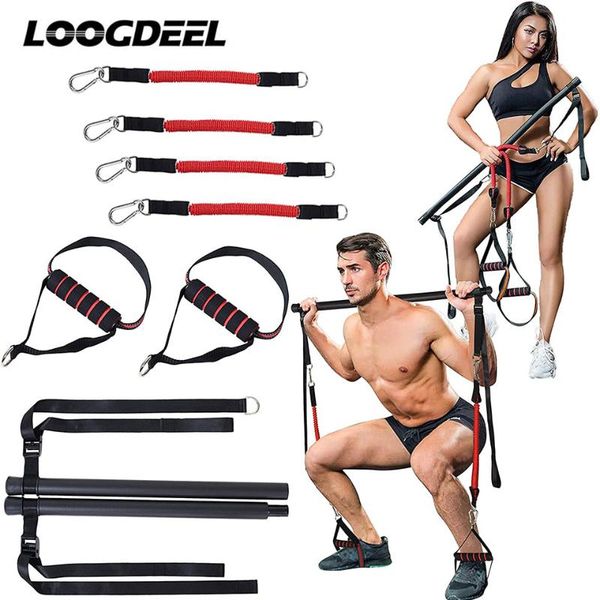 

60-180lbs adjustable pilates bar kit resistance band, portable stick for stretching strength training home workout bands