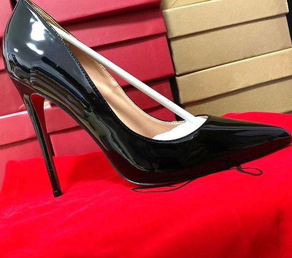 

dress shoes classics red high heels luxery women fashion pointed toe 12cm super wedding shoes basic w32z, Black