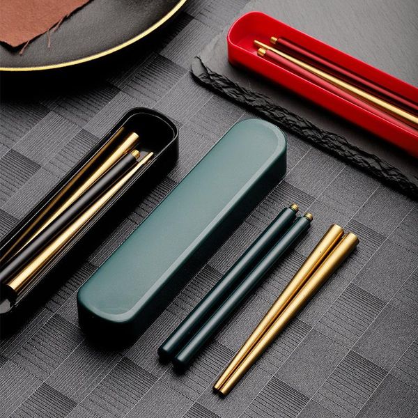 

chopsticks 304 stainless steel dinnerware anti slip and scald household business trip detachable gold plated