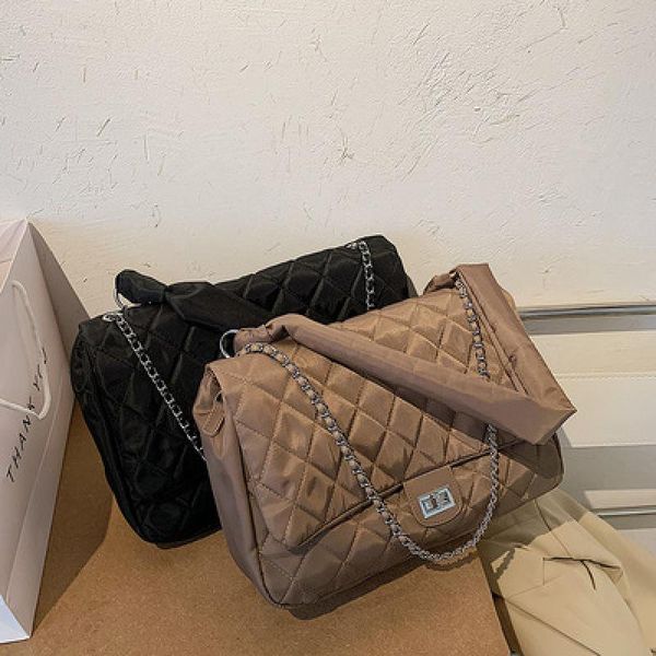 

evening bags black quilted retro large capacity shoulder bag women's 2021 style fashion simple oxford tote cross body