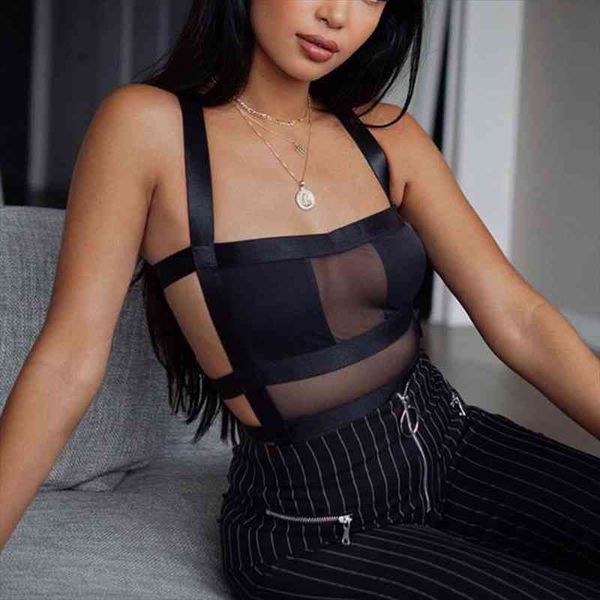

summer women mesh bodysuit autumn casual hollow out strap bodycon black party club bodysuit body for women, Black;white