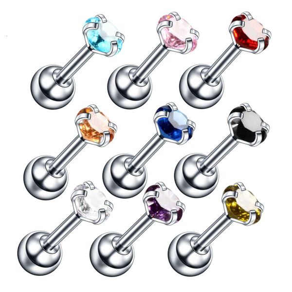 

4mm round zircon earrings grasping zircon earbone nails piercing small earrings stainless steel body piercing accessories