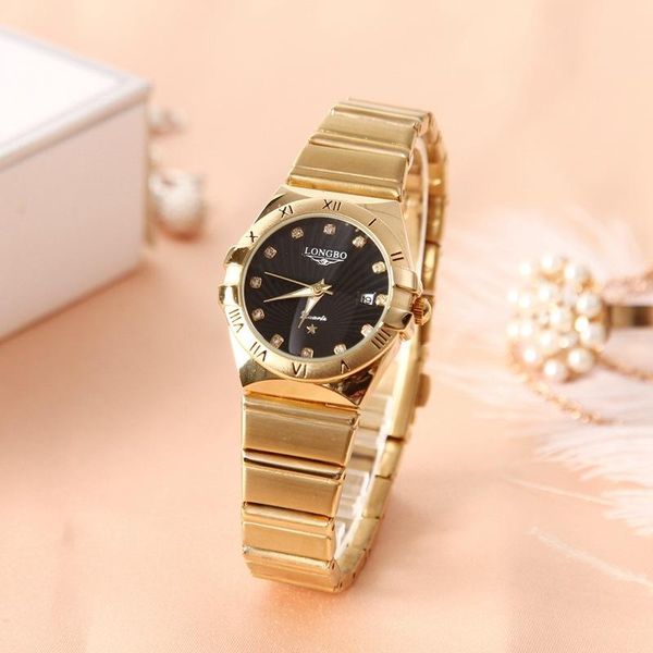 

wristwatches longbo fashion business style couple quartz watch, Slivery;brown