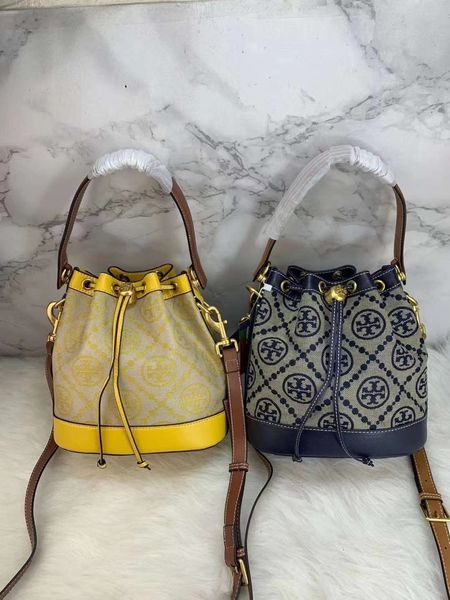 

2021 fashion spring and summer new tb canvas color matching bucket bag single shoulder messenger bag handbag