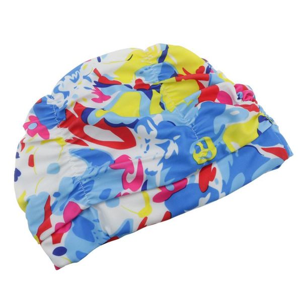 

women comfortable floral pleated nylon bathing hat waterproof swim cap swimming caps