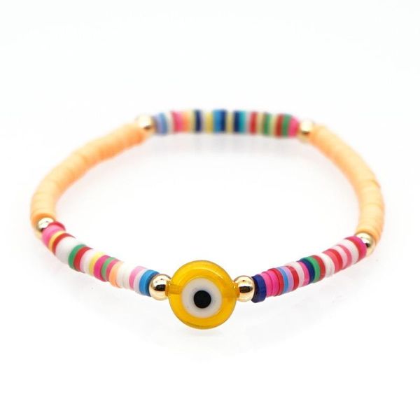 

charm bracelets 2021 ethnic bracelet charms multicolor soft clay bohemian glass eye bead for women jewelry wholesale pulseras armband, Golden;silver