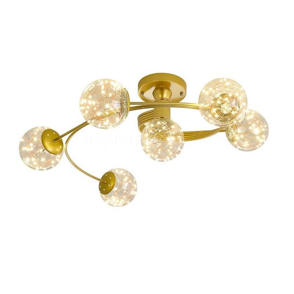 

chandeliers modern glass ball led ceiling chandelier nordic starry sky lights living room decoration gold black lighting lamp