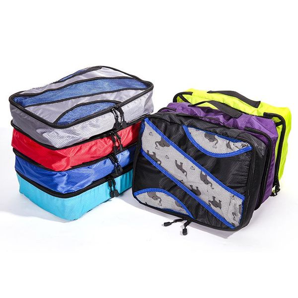 

nylon material with mesh storage bag, compression large capacity, foldable three-piece suit duffel bags