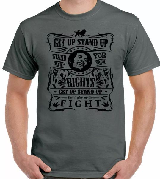 

bob marley t-shirt get up up man inspired reggae jamaica joint grass, White;black