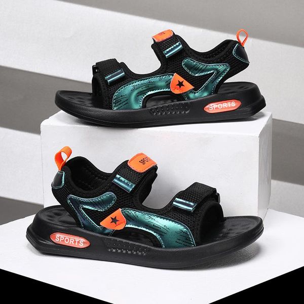 

sandals summer kids children boy beach shoes fashion color sport causal child walking breathable wholesale, Black;red
