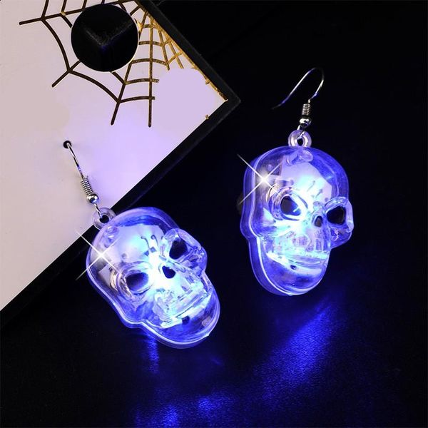 

Dangle & Chandelier Halloween Party Earrings LED Luminous Ghost Head Pumpkin Punk Rock Women Funny Jewelry Gift For Girl, Silver