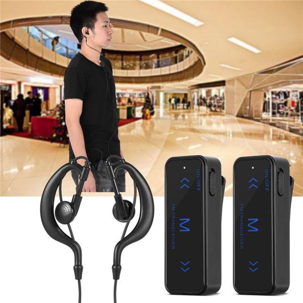 

walkie talkie 2pcs mini 3w 400-470mhz 2-way radio transceiver earpiece headset earmuff usb powered 1.86-0.62 mile distance abs