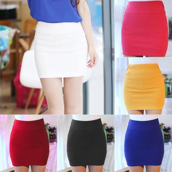 

solid color slim elasticity women skirt short fashion summer party h9, Black