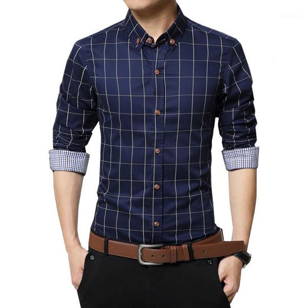 

men's casual shirts 2021 spring autumn fashion men clothes slim fit long sleeve shirt male plaid cotton business blouses plus size -5x, White;black