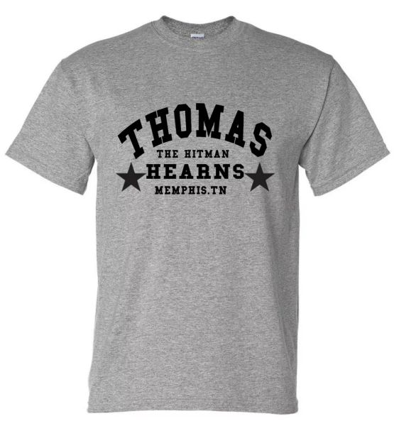 

thomas the hitman hearns memphis tn boxing training gym t-shirt, White;black