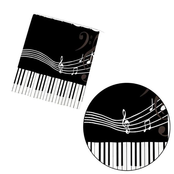 

3pcs piano keys pattern bathroom floor mat anti-skid pad set practical closestool lid cover black bath mats