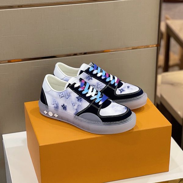 

luxury designer shoes casual sneakers breathable calfskin with floral embellished rubber outsole with box, Red;white