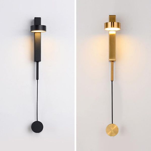 

led indoor golden wall lamps rotation dimming switch light modern stair decor sconce livingroom luminaire lamp