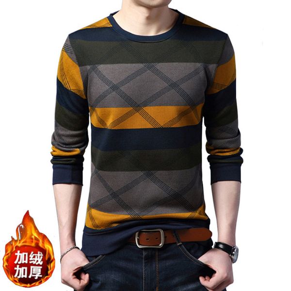 

men's geometric pattern pullover, thick cotton long sved sweater, tight, warm, fashionable, 9 colors, autumn and winter, White;black