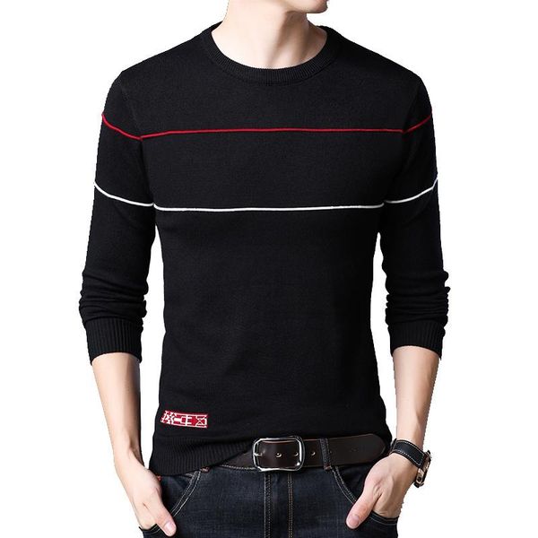 

men's sweaters browon brand 2021 autumn fashion casual men pullovers knitted striped male sweater dress slim jersey clothing, White;black