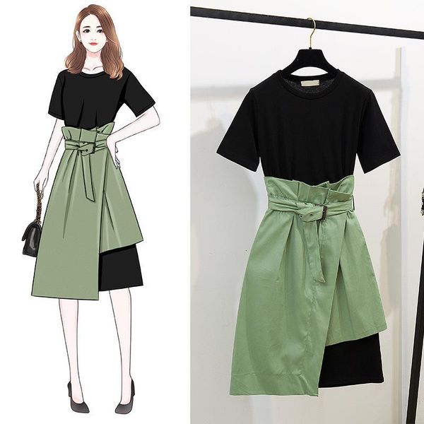 

casual dresses ichoix style korean dress 2 piece long shirt casual girl suit streetwear beautiful 2 outfits summer 60i6, Black;gray