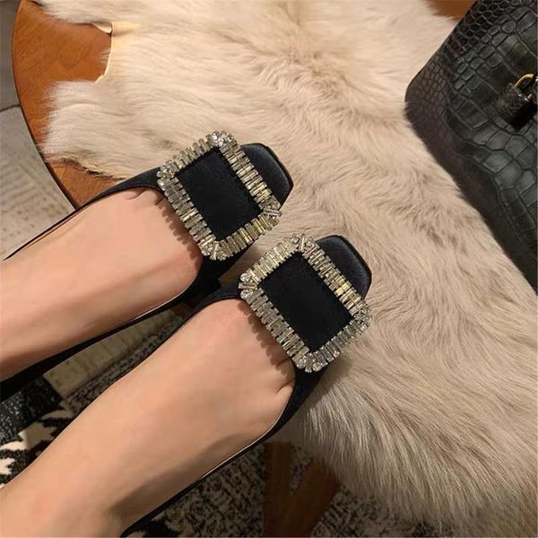 

dress shoes kmeioo elegant soild woman square toe high heels jewel pumps shallow slip-on thin heel stiletto crystal, Black