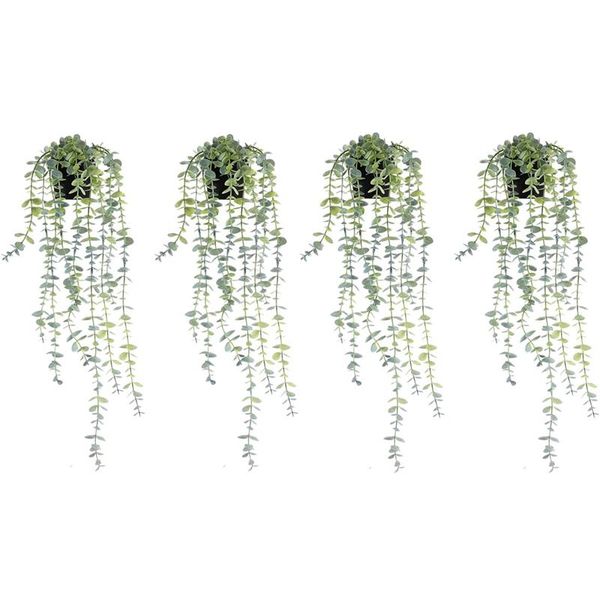 

decorative flowers & wreaths 4 pcs fake vines artificial hanging plants eucalyptus potted greenery in black pot for home indoor