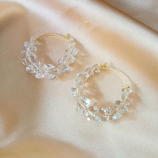 

hoop & huggie crystal stone earrings for women korean fashion geometric woman earring trendy tide jewelry accessories wholesale 2021, Golden;silver