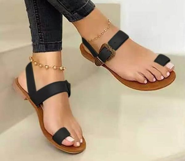 

woman summer sandals buckle casual sewing women shoes female ladies flat retro sandalias plus size 35-43, Black